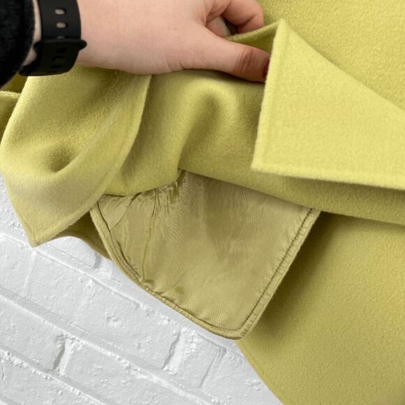 Vintage Linda Allard Ellen Tracy Wool Pea Coat Green Double-Breasted 14 - Picture 6 of 7